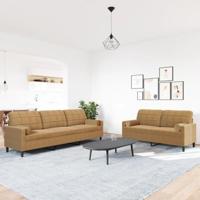 2-delige Loungeset met kussens en bolsters fluweel bruin - thumbnail