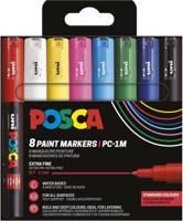 Uni POSCA paintmarker PC-1MC, 0,7 - -1 mm, etui van 8 stuks in geassorteerde basiskleuren - thumbnail