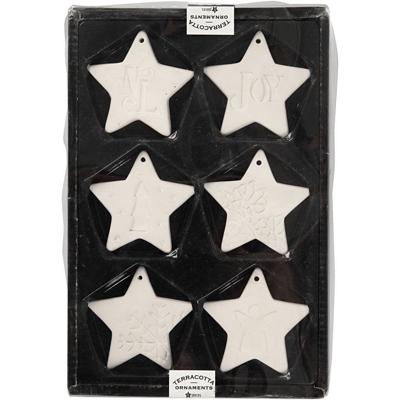 Creativ Company Ornamenten om te hangen, ster, afm 7x7 cm, wit, 6 stuk/ 1 doos