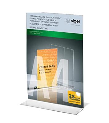 Sigel TA220 TA220 Tafelstatief T-vorm Voor papierformaat: DIN A4 Glas (helder) 1 stuk(s) - thumbnail
