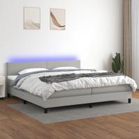 Boxspring met matras en LED stof lichtgrijs 200x200 cm - thumbnail