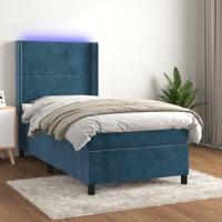 Boxspring met matras en LED fluweel donkerblauw 100x200 cm - thumbnail