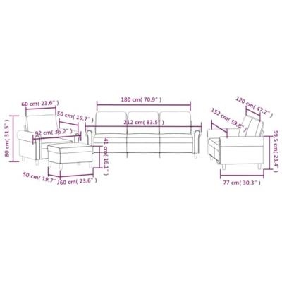 4-delige Loungeset met kussens fluweel donkergrijs