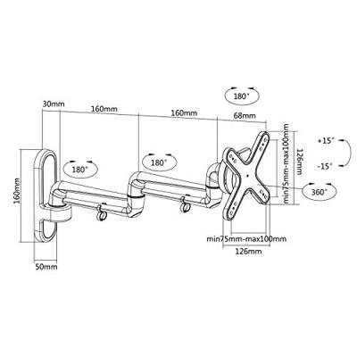 VALUE LCD Monitor arm, muurbevestiging, 4 draaipunten