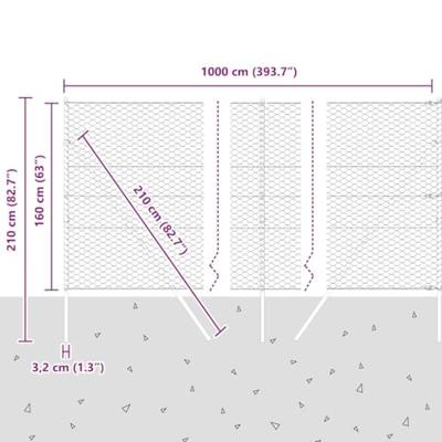 VidaXL Afrasteringspaal zilver 10 x 1,6 m (50 mm gaas) staal