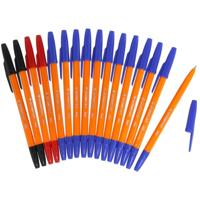 Gerimport balpennen 16 cm blauw/rood/zwart 16 stuks - thumbnail