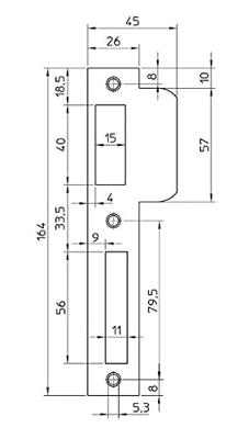 Nemef sluitplaat - P8691/12 - tbv 8691 - draairichting 1-3 - korte lip
