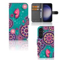 Samsung Galaxy S24 Hoesje Cirkels en Vlinders | Portemonnee hoesje - thumbnail