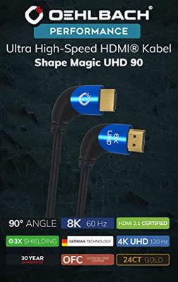 Oehlbach: Ultra high-speed HDMI kabel 90°-stekker - 3M - Zwart