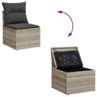 4-delige Loungeset met kussens poly rattan lichtgrijs - thumbnail