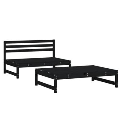 2-delige Loungeset massief grenenhout zwart