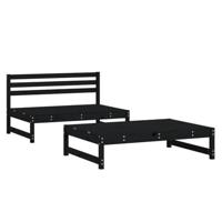 2-delige Loungeset massief grenenhout zwart - thumbnail
