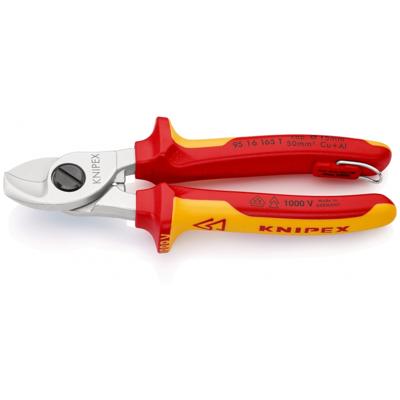 Knipex Kabelschaar | lengte 165 mm | hoofd verchroomd VDE met bevestigingsoog | meercomponenten mantels vorm 1 | 1 stuk - 95 16 165 T - 95 16 165 T - thumbnail