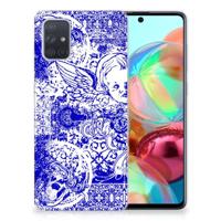 Silicone Back Case Samsung Galaxy A71 Angel Skull Blauw - thumbnail