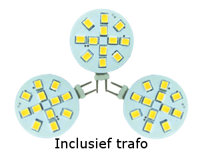 Set 3 x Led G4 Steeklampen 2 Watt - 2700K - Trafo - thumbnail