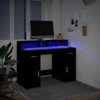Bureau met LED-verlichting 120x55x91 cm bewerkt hout zwart - thumbnail