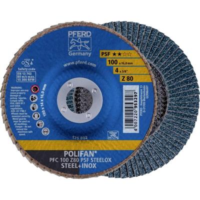 PFERD TOOLS 67768100 PFC 100 Z 80 PSF STEELOX/16,0 Lamellenschijf Diameter 100 mm Boordiameter 16 mm Korrelgrootte (num) 80 RVS, Staal 10 stuk(s) PFERD TOOLS 67768100 PFC 100 Z 80 PSF STEELOX/16,0 Lamellenschijf Diameter 100 mm Boordiameter 16 mm Korrelgrootte (num) 80 RVS, Staal 10 stuk(s)