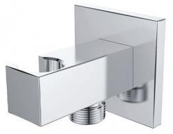 Doucheaansluiting Wiesbaden Rombo | Met handdouchehouder | Messing | Vierkant | Chroom