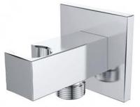 Doucheaansluiting Wiesbaden Rombo | Met handdouchehouder | Messing | Vierkant | Chroom - thumbnail