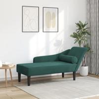 Chaise longue met kussens fluweel donkergroen - thumbnail