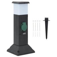 VidaXL Tuinstopcontact met lamp en grondpin 2-wegs 16x16x39,5 cm - thumbnail