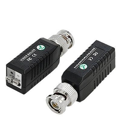 2 stks CCTV twisted BNC Enkelkanaals passieve video balun transceiver (zwart)