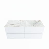 MONDIAZ VICA-DLUX 120cm badmeubel onderkast Talc 4 lades. Inbouw wastafel CLOUD rechts zonder kraangat, kleur Frappe. - thumbnail