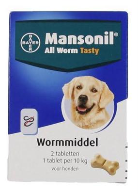 Mansonil All Worm Dog Tasty voor de hond 2 tabletten Mansonil All Worm Dog Tasty voor de hond 2 tabletten