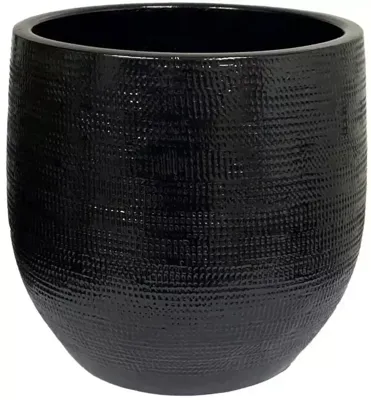 HS Tokio bloempot rond 24x22cm zwart geglazuurd