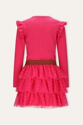 B.Nosy winter jurk meisjes - roze - Dora - laagjes mesh rok
