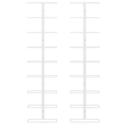 Wijnrekken 2 st wandmontage voor 9 flessen ijzer wit
