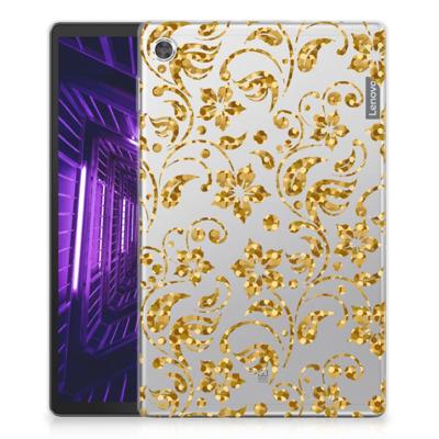 Lenovo Tab M10 Plus | Siliconen hoesje | Gouden Bloemen