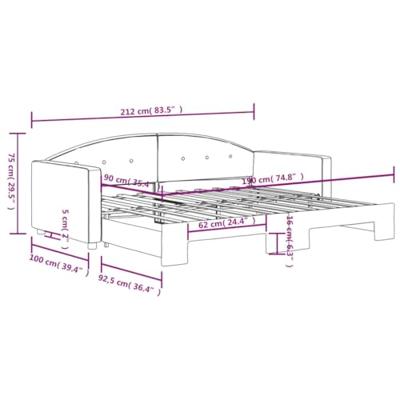 Slaapbank met onderschuifbed 90x190 cm fluweel lichtgrijs