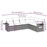 6-delige Loungeset met kussens poly rattan grijs - thumbnail