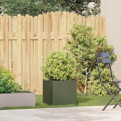 VidaXL Plantenbak 40x40x40 cm koudgewalst staal olijfgroen