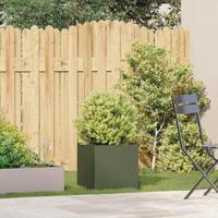 Plantenbak 40x40x40 cm koudgewalst staal olijfgroen - thumbnail