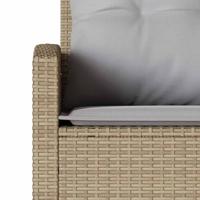 Loungebank met kussens L-vormig poly rattan beige - thumbnail