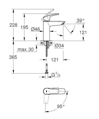 Grohe Eurosmart M-size wastafelkraan met koude start chroom