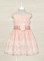 Abel & Lula Meisjes jurk organza borduursel - Roze - thumbnail