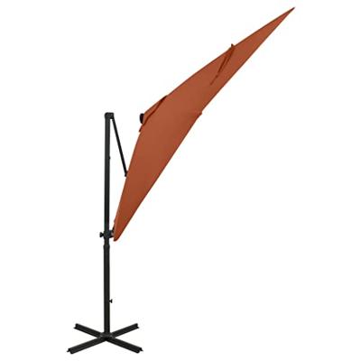 Zweefparasol met paal en LED-verlichting 250 cm terracottakleur Zweefparasol met paal en LED-verlichting 250 cm terracottakleur