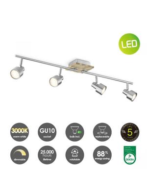 Light depot - LED opbouwspot Drift 4 lichts - 80,5 cm - mat staal - Outlet Light depot - LED opbouwspot Drift 4 lichts - 80,5 cm - mat staal - Outlet