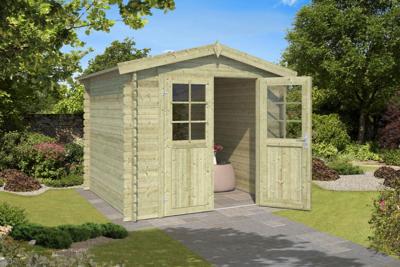 Blokhut Ingo 230x230 Olijfgroen Geimpregneerd Outdoor Life - Outdoor life Blokhut Ingo 230x230 Olijfgroen Geimpregneerd Outdoor Life - Outdoor life