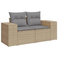 8-delige Loungeset met kussens poly rattan beige - thumbnail