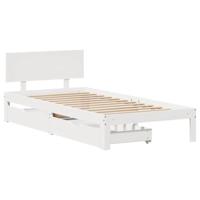 Bedframe met lades massief grenenhout wit 90x200 cm - thumbnail