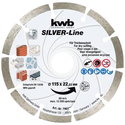 kwb 796170 Diamanten doorslijpschijf Diameter 115 mm Boordiameter 22.23 mm Baksteen, Beton 1 stuk(s) kwb 796170 Diamanten doorslijpschijf Diameter 115 mm Boordiameter 22.23 mm Baksteen, Beton 1 stuk(s)