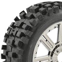 Fastrax Rock Block banden op zwart/chrome 8-Spaaks velgen voor 1/8 buggy - thumbnail