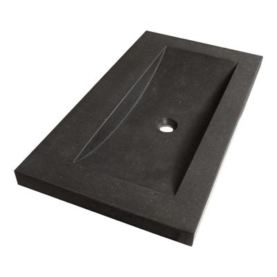 Brauer Magma Wastafel - 80 cm - met 1 Spoelbak en 0 Kraangaten - Natuursteen Basalt Antraciet