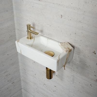 Fonteinset Carrara Marmerlook Wiesbaden Color Messing Goud (kraangat links)