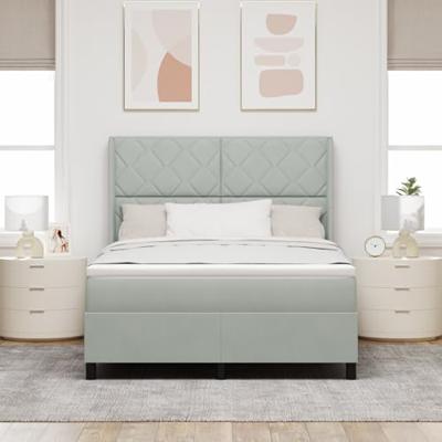 Boxspring bed met hoofdeinde Lichtgrijs 140 x 190 cm Fluweel