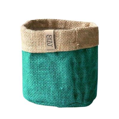 Sizo waterdichte plantenzak van jute 25 cm petrol